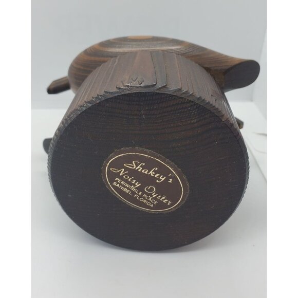 VTG MCM Shakey's Noisy Oyster Cypress Wood Carved Pelicans Figurine - Picture 8 of 14